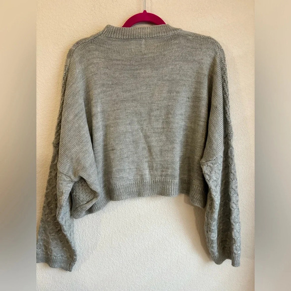 Princess Polly The Stan Gray Cropped Cable Knit Sweater M/L - Picture 9 of 10